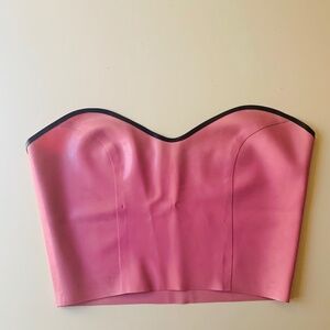Pink Black Latex Bustier Sz XS/S